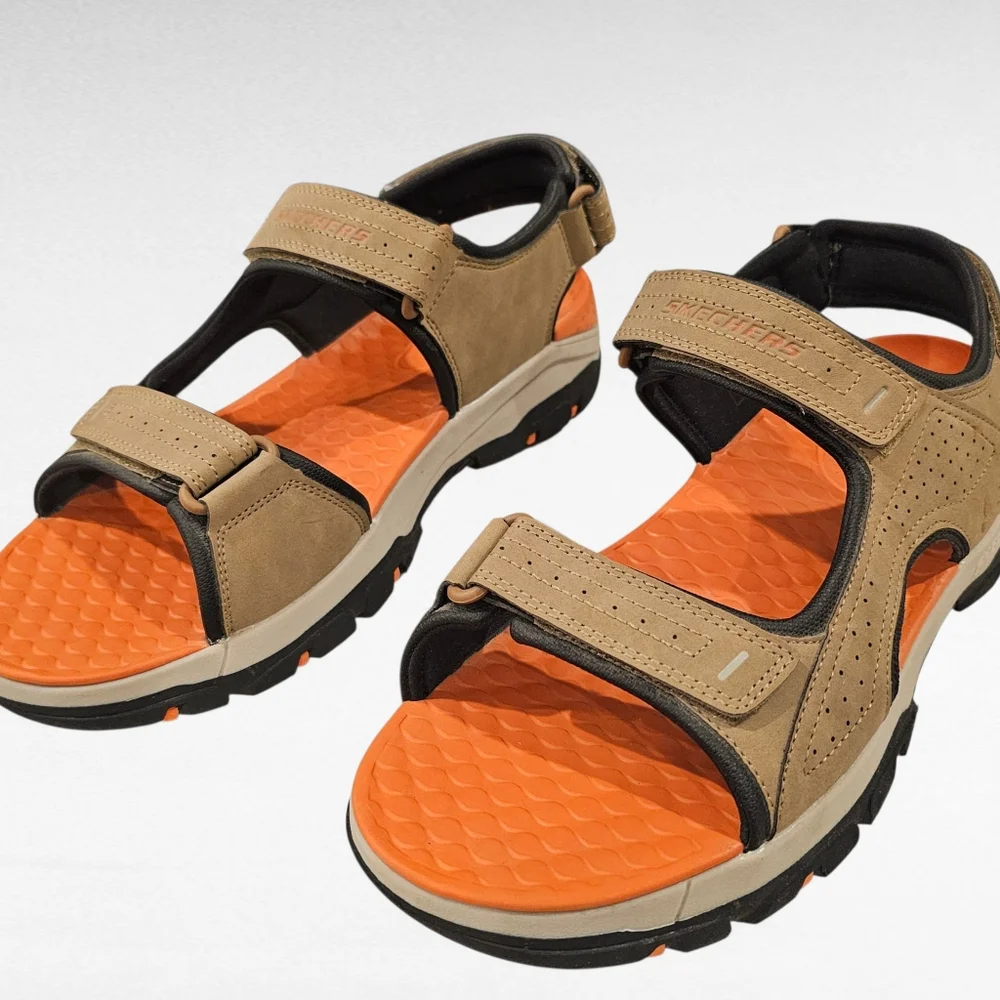 Skechers Men's Tresmen Garo Sandals Relaxed Fit Luxe Foam 204105 Tan Size 13